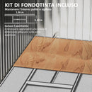 Casetta Box Da Giardino 2,1x1,3m con Prese d'Aria e Doppia Porta Scorrevole in Metallo Marrone  