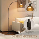 Lampada da Terra ad Arco 90x26x180 cm con Interruttore a Pedale in Metallo e Marmo Nero e Grigio Fumo      