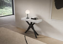 Consolle Allungabile 90-196x40x77 cm Saki Small Bianco Frassino Gambe Antracite 