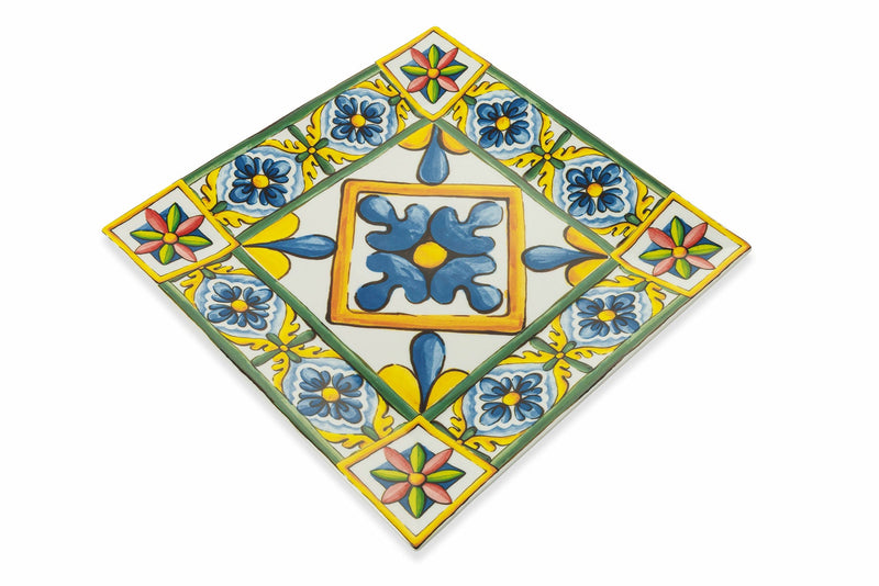 Set 6 Piatti Quadrati in Porcellana 30x30 cm Villa d'Este Home Tivoli Costiera