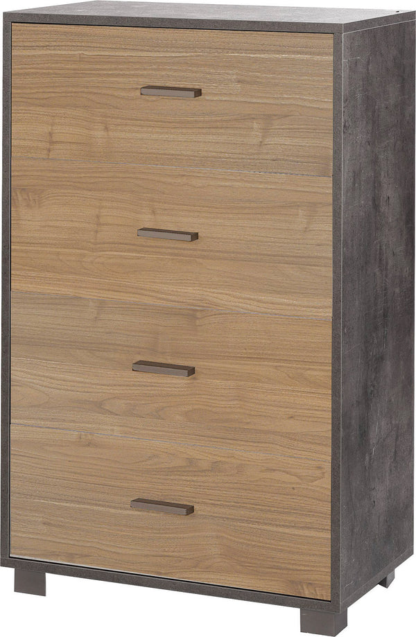 Cassettiera 4 Cassetti 70x112x41 cm Ossido Nero/Noce Stelvio acquista