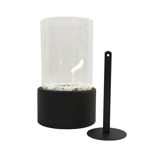 Camino a Bioetanolo da Tavolo Ø16x27 cm CALIDRIA per Interni ed Esterni in Vetro e Acciaio Nero Satinato online