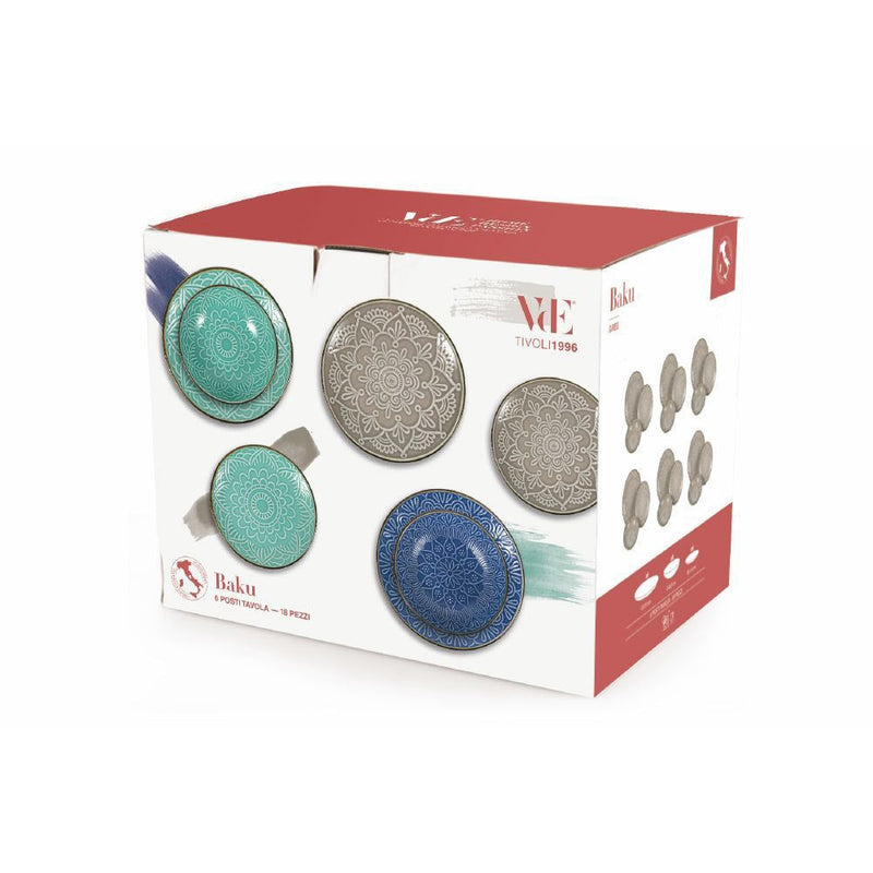 Servizio Piatti 18 Pezzi in Hard Dolomite Villa d'Este Baku Grigio