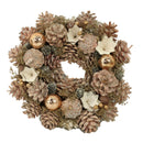 Coroncina con fiori e pigne rosa cm Ø30xh8