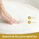 Poltrona Moderna da Camera in Finta Pelliccia con Gambe in Metallo 75x66x79 cm Bianco 
