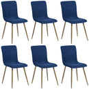 Set 6 Sedie per Sala da Pranzo Blu con Gambe in Acciaio Dorato Seduta Ergonomica