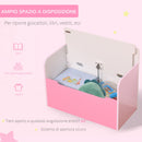 Panca Contenitore Portagiochi con Schienale in Legno 60x30x50 cm Rosa  