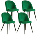 Set 4 Sedie Imbottite 49x52x79 cm in Velluto Verde e Nero