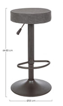 Set 2 Sgabelli Regolabile 35x35x64/85 cm Piper in Ecopelle Grigio Scuro Vintage