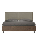Letto Matrimoniale con Alzata Comoda Struttura Noce con Cuscini in Similpelle Annalisa Cappuccino Varie Misure