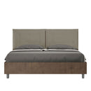 Letto Matrimoniale con Alzata Comoda Struttura Noce con Cuscini in Similpelle Annalisa Cappuccino Varie Misure