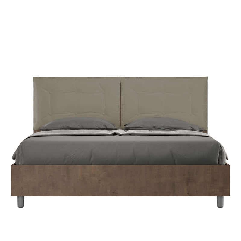 Letto Matrimoniale Struttura Noce con Cuscini in Similpelle Egos Annalisa Cappuccino Varie Misure