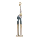 Statuina Giraffa in legno azzurro bianco cm 16x10xh80
