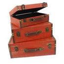 Set 3 Valigie in Similpelle rosso ghirlanda