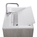 Mobile Lavatoio Vasca Zeus in MineralMarmo Apertura a 2 Ante 77,5x48x84 cm Bianco Latte