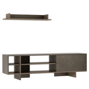 Mobile TV 160x35,6x44 cm con Armadietto e Mensola in Legno Grigio Seconda Scelta