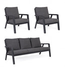 Set Salotto da Giardino Divano 2 Poltrone con Cuscini Truman Antracite