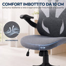 Sedia da Ufficio Ergonomica 71x66,5x114-126A cm con Braccioli Ribaltabili Poggiatesta e Appendiabiti in Poliestere Grigio Scuro      