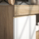 Mobile TV Max 60"" con Armadietto 2 Ante e Ripiano Aperto 140x40x48 cm Legno Naturale e Bianco 