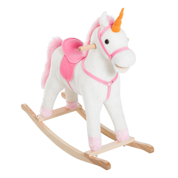 prezzo Kinderschaukelstuhl aus Holz mit weißem und rosafarbenem Einhorn zum Aufsitzen