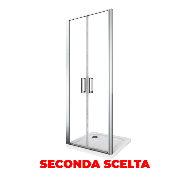 Porta Parete Doccia 85 cm 2 Ante Battenti in Cristallo 6mm H190 Saloon Seconda Scelta
