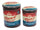 Set 2 Pouf Round Container in MDF Beer Blue und Red