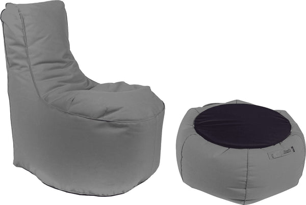 Sessel Pouf und Couchtisch aus hellgrauem Pomodone-Acryl online