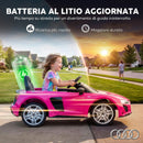 Macchina Elettrica per Bambini 3-6 Anni 12 V Audi R8 Spyder 107x58x44 cm 3-5 km/h con 2 Motori e Telecomando in PP Rosa      
