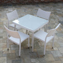 Tavolo da Giardino in Polyrattan con Vetro 80x80H77cm Adila Bianco Crema