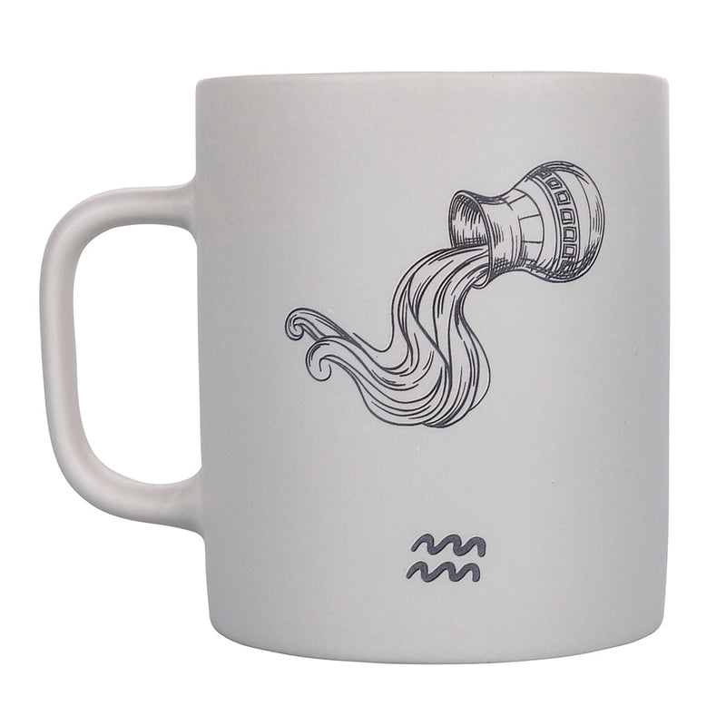 Tazza Zodiaco "acquario" Ø8x10 cm in Bone China VdE Tivoli 1996 Bianco