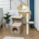 Albero Tiragraffi per Gatti 66x38x88 cm in Legno e Corda Sisal Marrone Chiaro