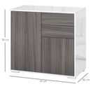 Mobile Multiuso 79x36x74 cm 2 Cassetti 2 Ante  Grigio e Bianco