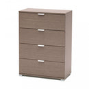 Cassettiera 4 Cassetti Rovere Grigio 60x38x85 h cm in Truciolare bilaminato Rovere grigio