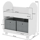 Scaffale Portagiochi per Bambini 2 Ceste in Tessuto e Libreria 70x40x78 cm in MDF Bianco e Grigio  