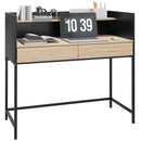 Scrivania 2 Cassetti con Ripiano Superiore 106x51,5x102,5 cm in Legno e Acciaio Nero e color Quercia  