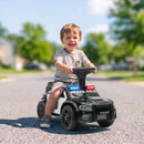Macchina Cavalcabile Polizia per Bambini 18-36 Mesi 65x29,5x36 cm a Spinta Manuale con Musica e Vano Sottosedile in PP Nero      