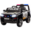 Macchina Elettrica per Bambini Polizia con Telecomando Doppio Motore 12V con Sirena e Fari Nero      