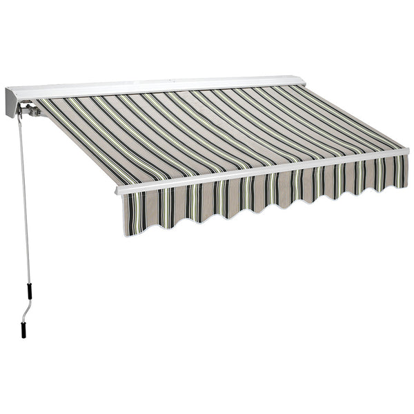 sconto Halbkassettenmarkise 200 x 250 cm Polyestergewebe mit grünen Streifen