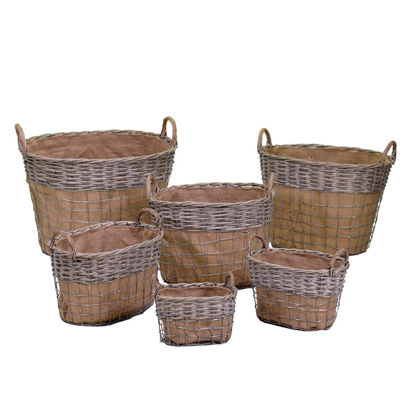 6er Set Weidenkörbe 54x42H38/53cm Adami Arem Grey prezzo