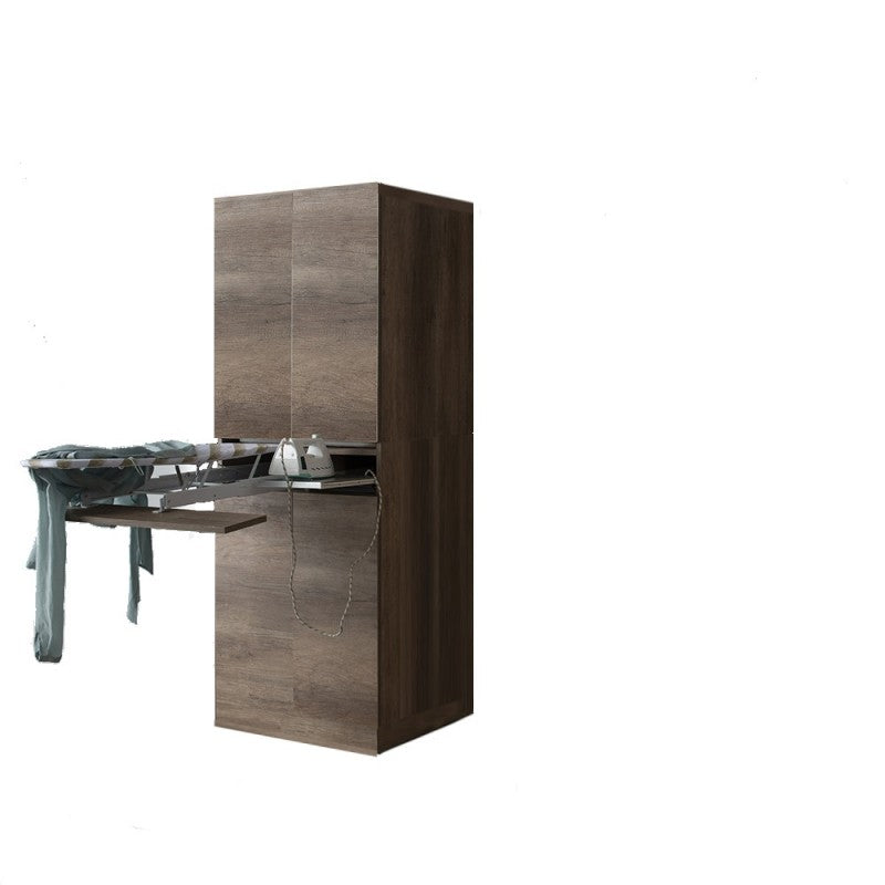 Mobile Lavanderia a Colonna per Lavatrice o Asciugatrice con Asse da Stiro e Ante 70x70x174A cm in Nobilitato Unika Bianco Latte