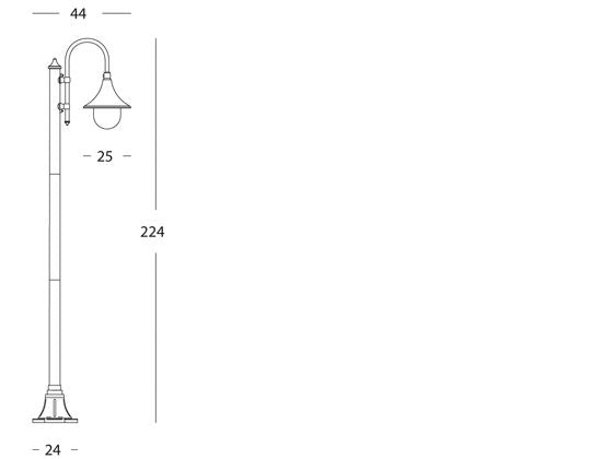 Lampada Palo per Giardino Alto Colore Nero per Esterno Linea Lampara Sovil