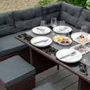 Set Salotto da Giardino 240x186x70 cm ad Angolo con Tavolo e Box Contenitore in Rattan Marrone