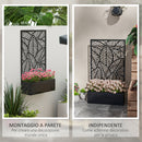 Fioriera Rialzata con Spalliera Decorativa per Rampicanti 61x23x113 cm da Terra e Parete in Metallo Nero      