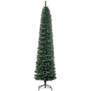 Albero di Natale Innevato Slim Ø56x225 cm con 624 Rami Base Rimovibile e Pieghevole in PVC Verde      