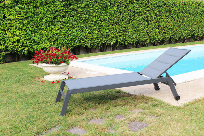 Lettino Prendisole da Giardino Formentera Impilabile 198x61x34/95 h cm in Alluminio Antracite