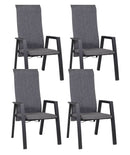 Set 4 Sedie con Braccioli da Giardino 59.5x72x111 cm in Alluminio Ethan Antracite