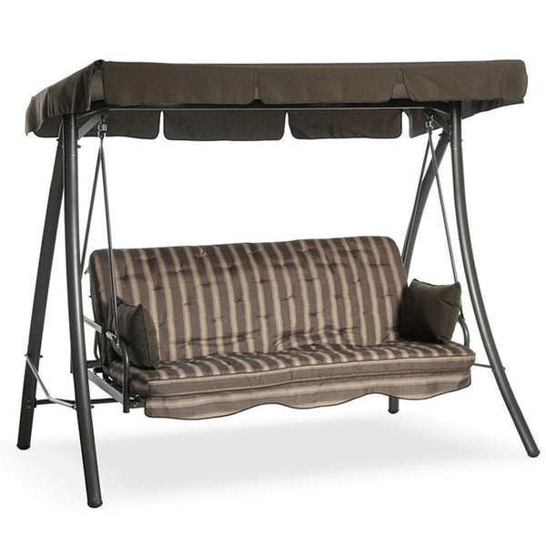 acquista 3-Sitzer-Gartenschaukelbett 199 x 90 x 176 cm in Stahl und braunem Polyester