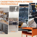 Carrello Porta Attrezzi con Manico Laterale 3 Ripiani e Cassetto 82x35x76 cm in Acciaio Arancione 
