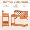Tavolo per Giardinaggio 111.8x50.3x112.3 cm in Legno di Abete con Griglia Arancione