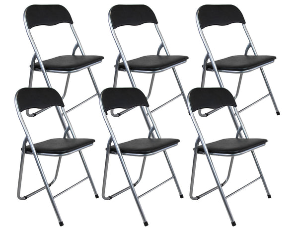 Set mit 6 Klappstühlen 45 x 45 x 45/80 cm aus Stahl und schwarz gepolstertem PVC prezzo